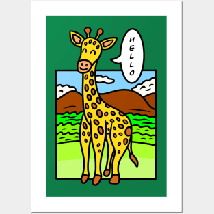 Funny cartoon giraffe Posters and Art